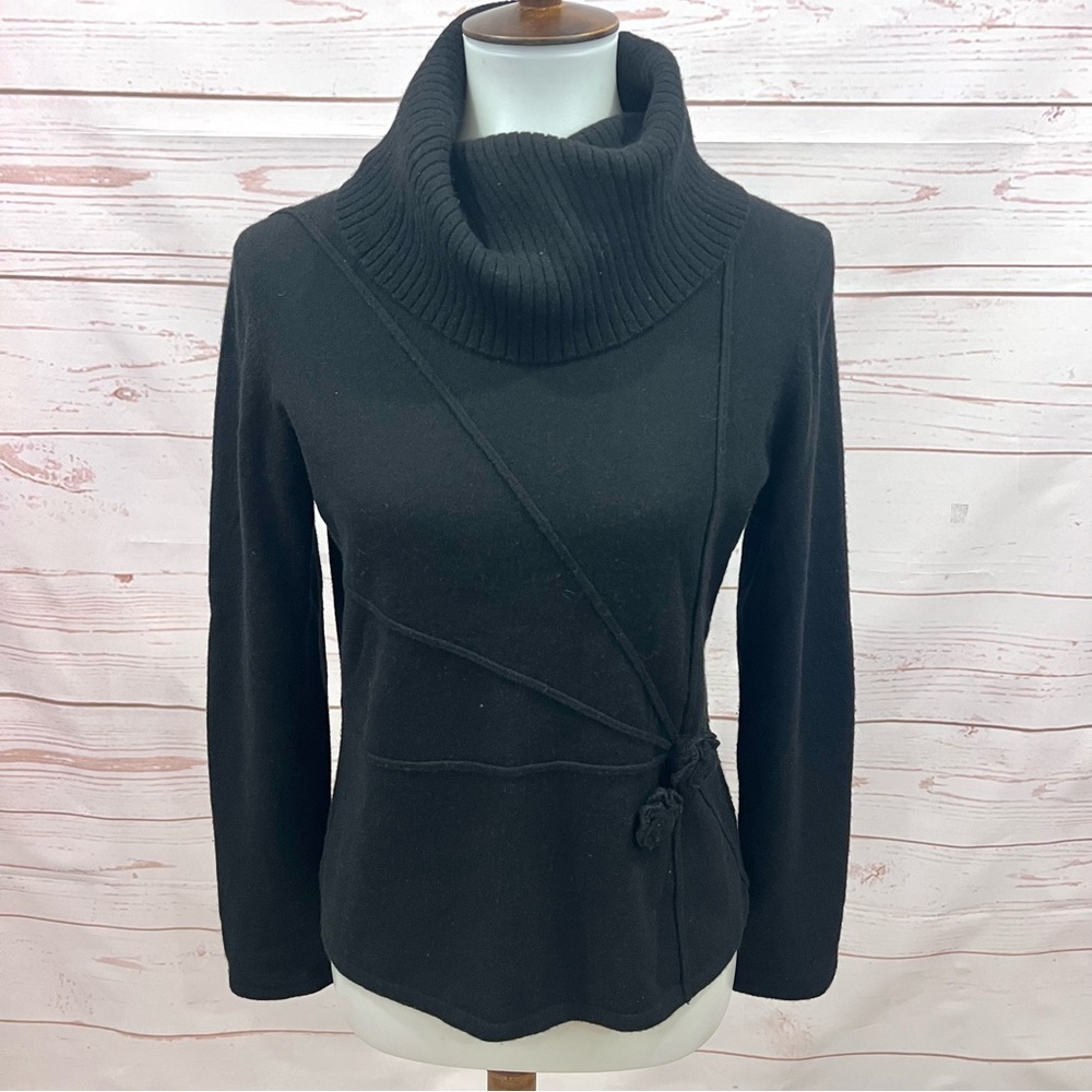 Vintage Y2K Anthropologie Katherine Kelly Cashmere Cowl Neck Rosette Sweater